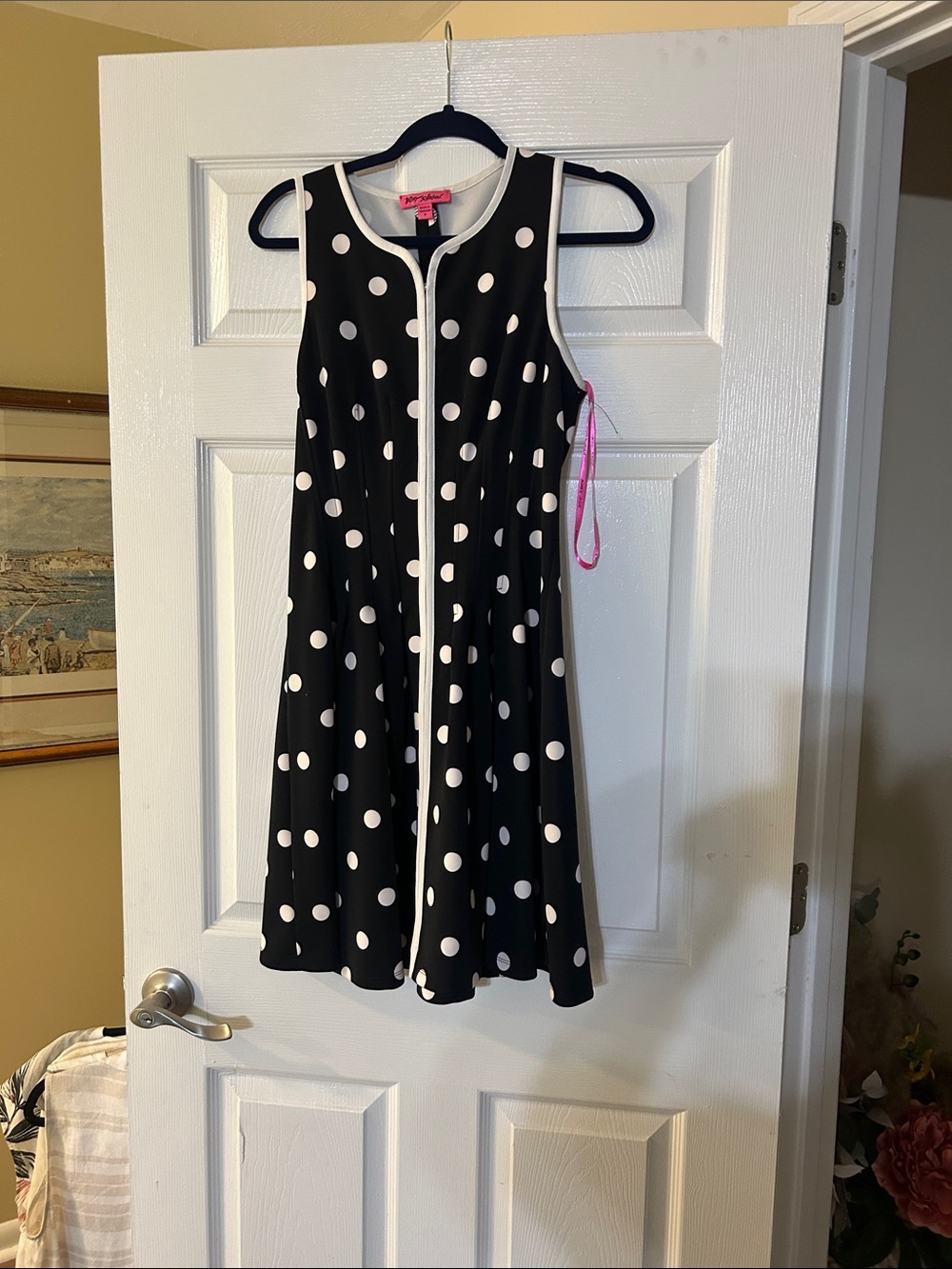 Betsey Johnson Black and White Polka Dot Sleeveless Dress